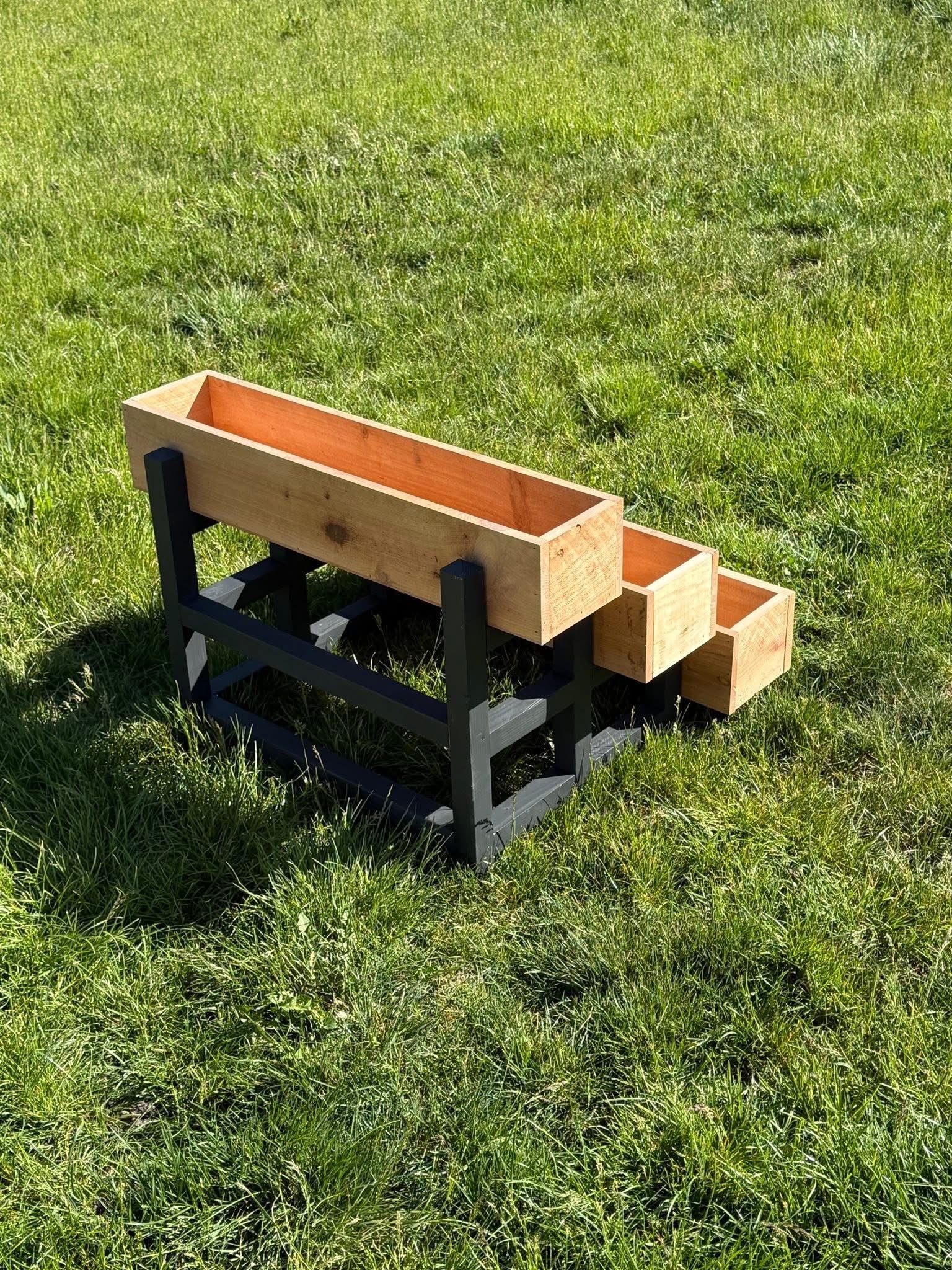 Modern Cedar Tiered Planter Stand