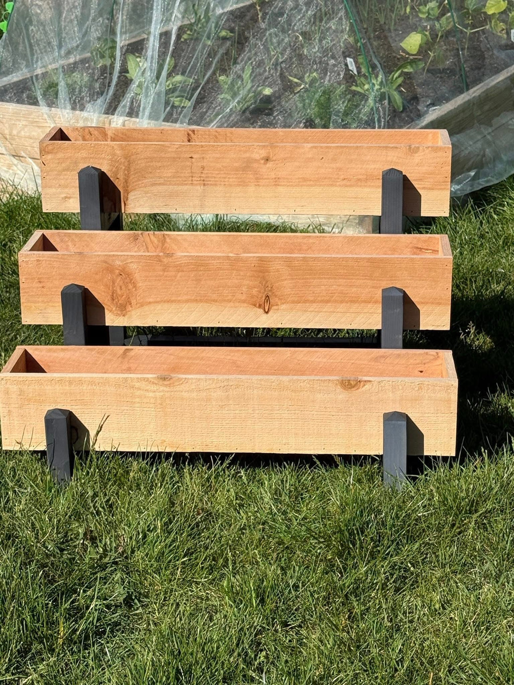 Modern Cedar Tiered Planter Stand
