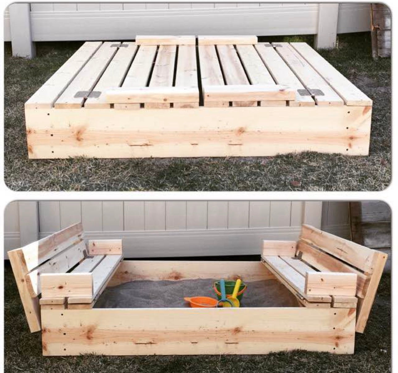 4x4 Convertible Sandbox with Bench Seating