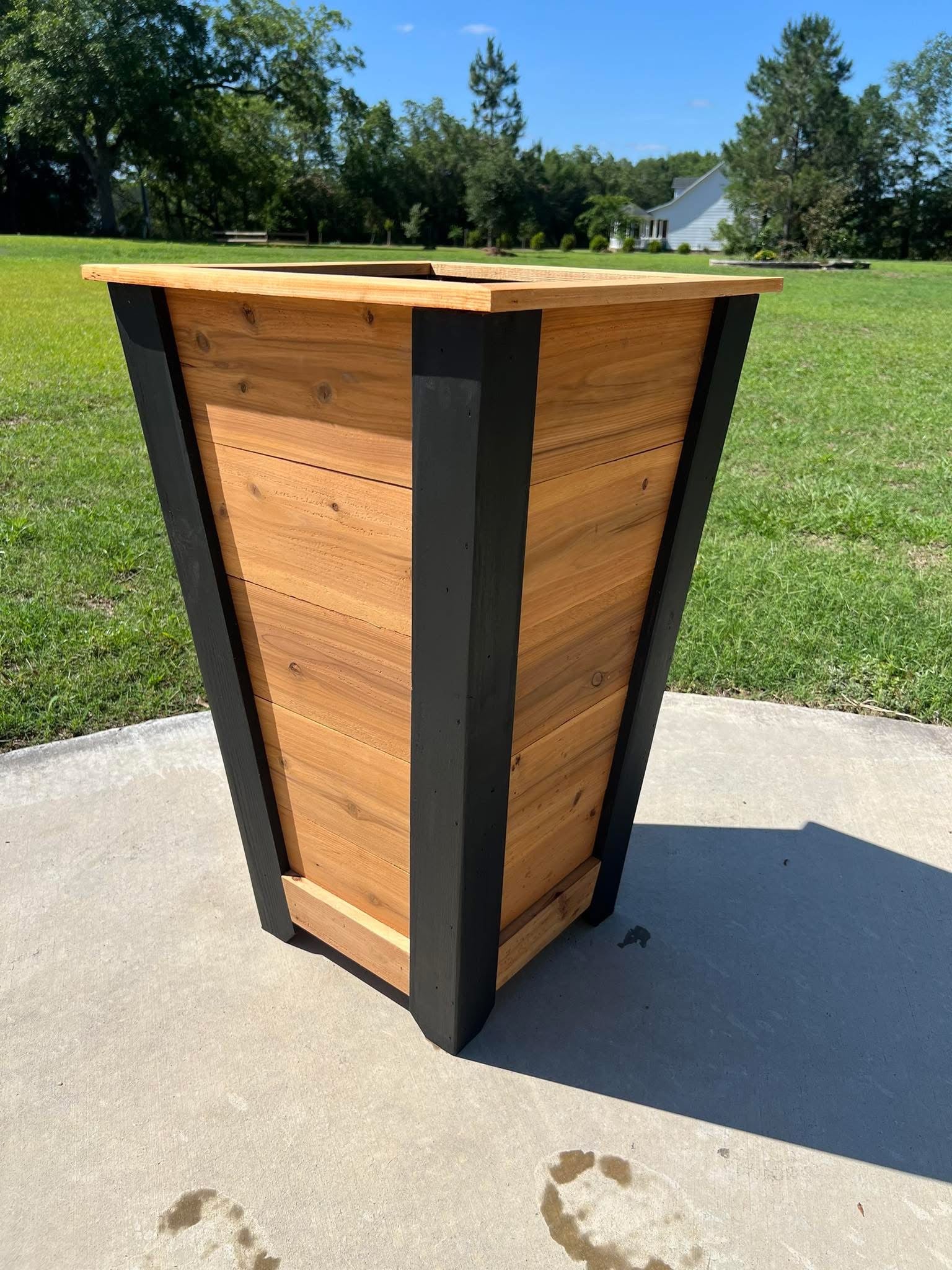 Modern Cedar Tapered Planter